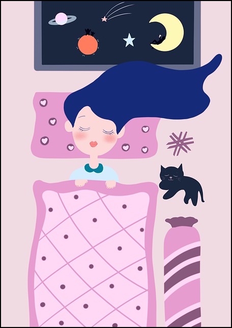 Woman sleeping with cat